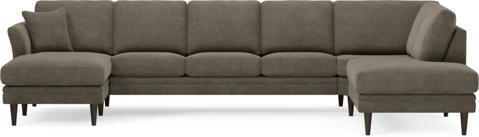 Eden - 3-sits soffa med schäslong vänster och divan höger - Brun