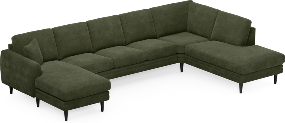 Eden - 3-sits soffa med schäslong vänster och divan höger - Grön