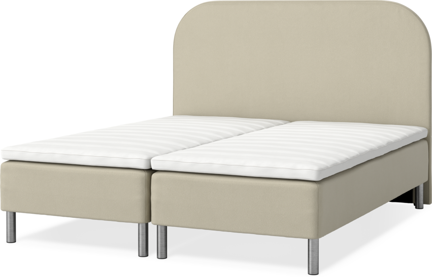 Roma Family - Ramsäng, dubbelsäng med bäddmadrass och sänggavel slät, B 160-180 - Beige