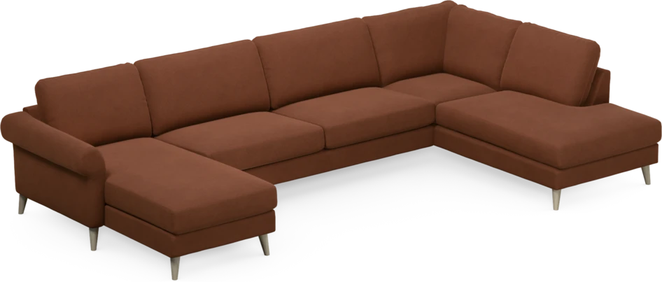 Bridge - 3-sits soffa med schäslong vänster och divan höger - Orange