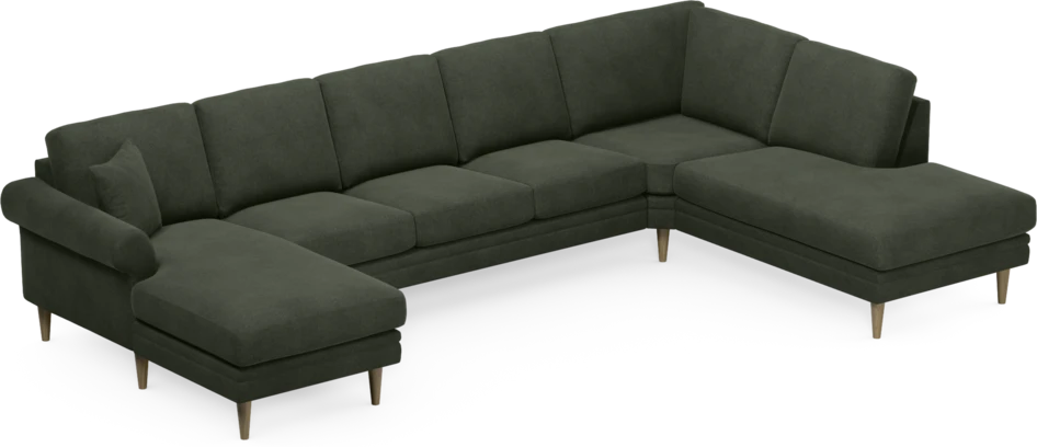 Eden - 3-sits soffa med schäslong vänster och divan höger - Grön