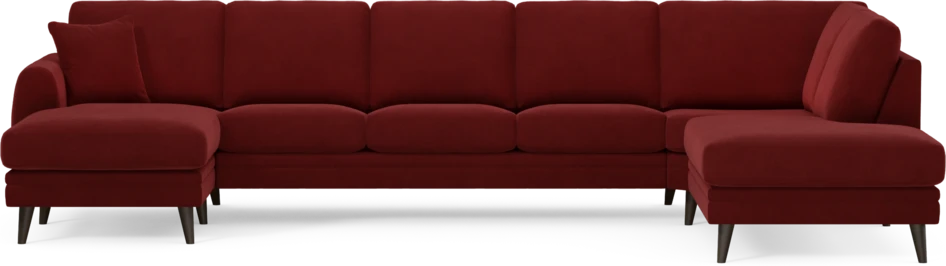 Eden - 3-sits soffa med schäslong vänster och divan höger - Röd