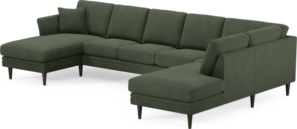 Eden - 3-sits soffa med schäslong vänster och divan höger - Grön