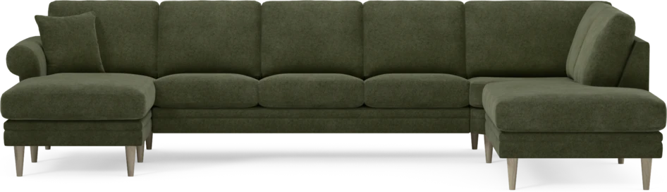 Eden - 3-sits soffa med schäslong vänster och divan höger - Grön