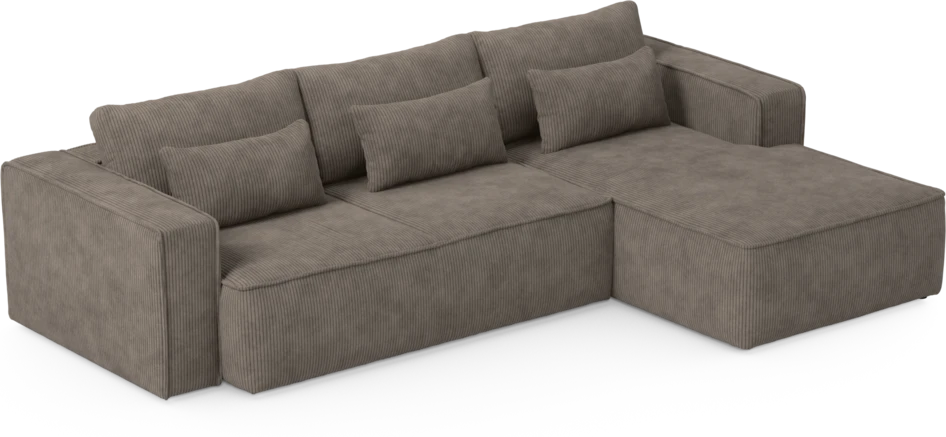 Ide - Bäddsoffa 3-sits med schäslong höger - Brun