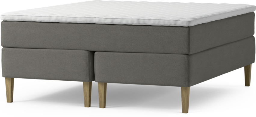 Delux Exclusive - Kontinentalsäng, dubbelsäng med bäddmadrass och sängben - Grå