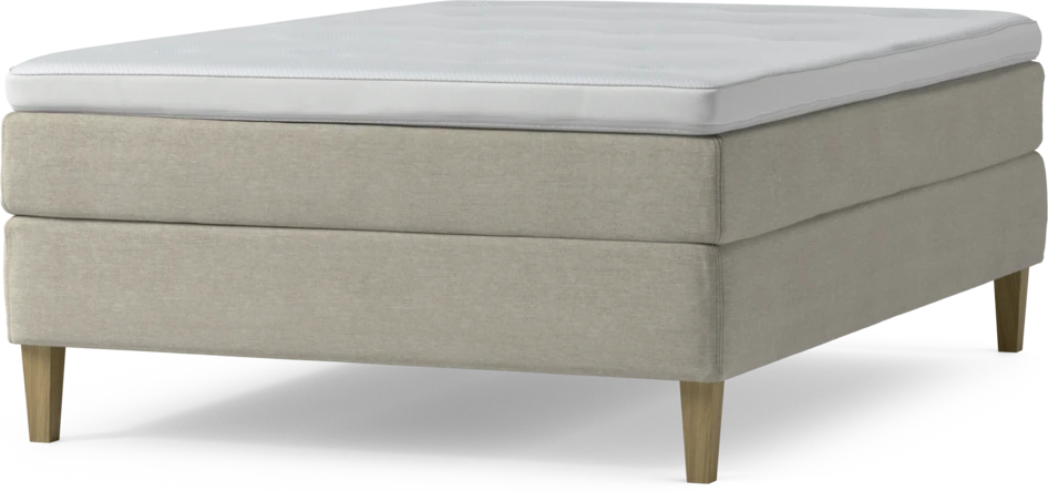 Delux Sense - Kontinentalsäng, enkelsäng 140 cm med bäddmadrass och sängben - Beige