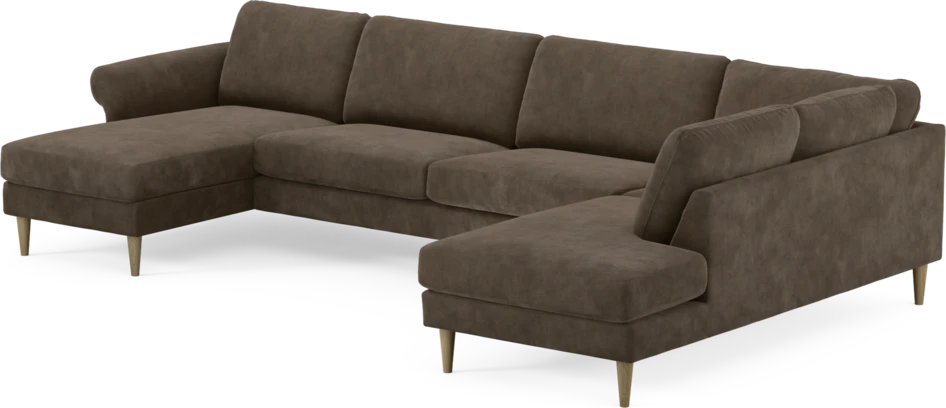 Bridge - 3-sits soffa med schäslong vänster och divan höger - Brun