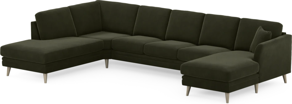 Eden - 3-sits soffa med divan vänster och schäslong höger - Grön