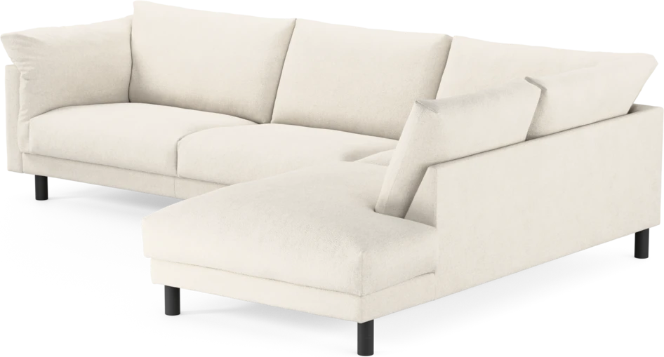 Cherrie - 3-sits soffa med divan höger, fast klädsel - Vit