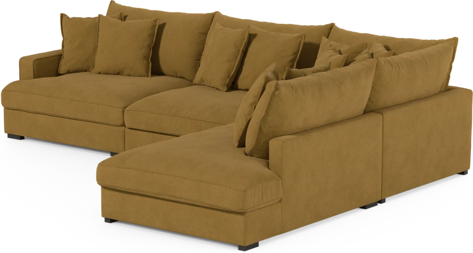 Rossi - 3-sits soffa med divan höger - Gul