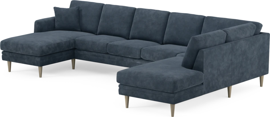 Eden - 3-sits soffa med schäslong vänster och divan höger - Blå