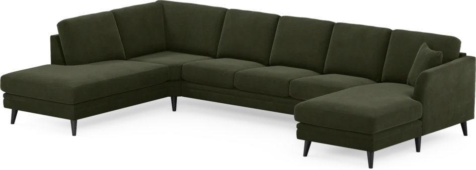 Eden - 3-sits soffa med divan vänster och schäslong höger - Grön