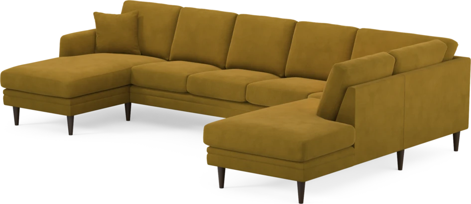 Eden - 3-sits soffa med schäslong vänster och divan höger - Gul
