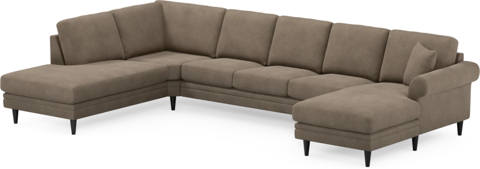 Eden - 3-sits soffa med divan vänster och schäslong höger - Brun