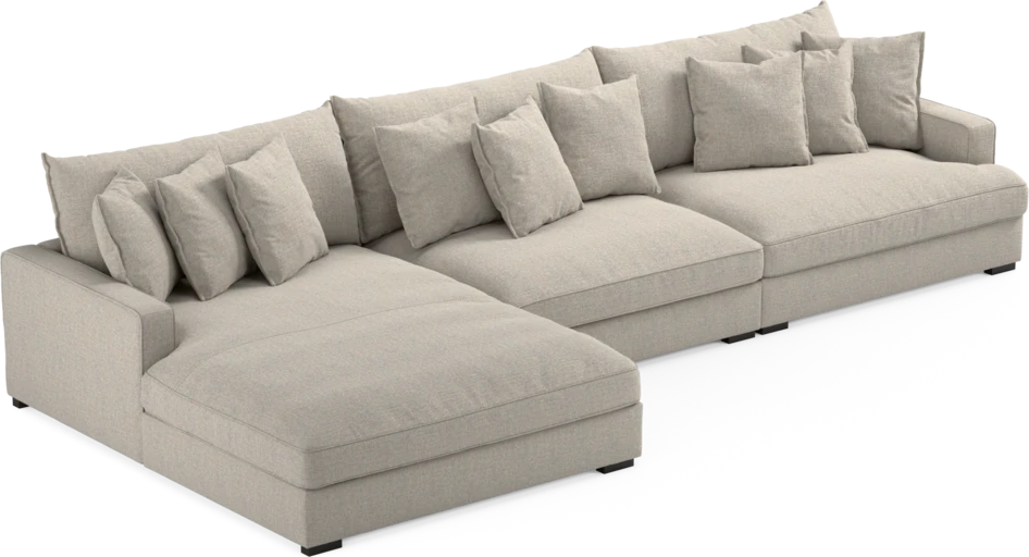 Rossi - 4-sits soffa med schäslong XL vänster - Beige
