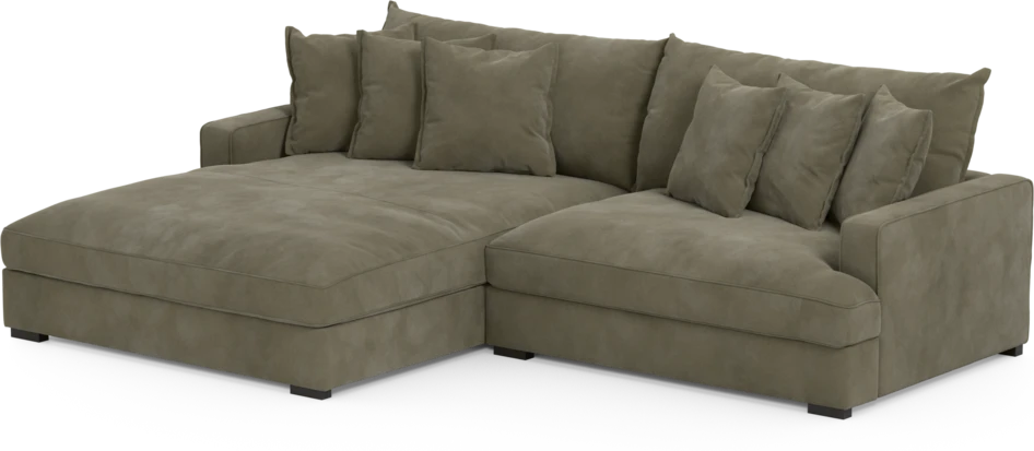 Rossi - 2-sits soffa med schäslong XL vänster - Grön