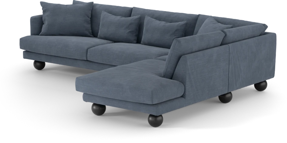 Harper - 3-sits soffa med divan höger - Blå