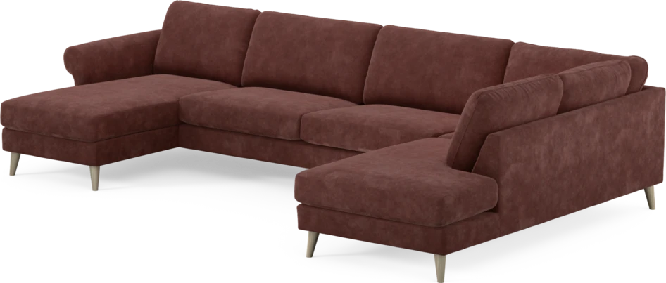 Bridge - 3-sits soffa med schäslong vänster och divan höger - Röd