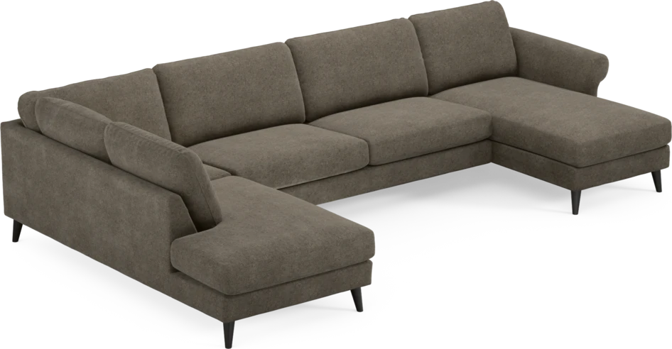 Bridge - 3-sits soffa med divan vänster och schäslong höger - Brun
