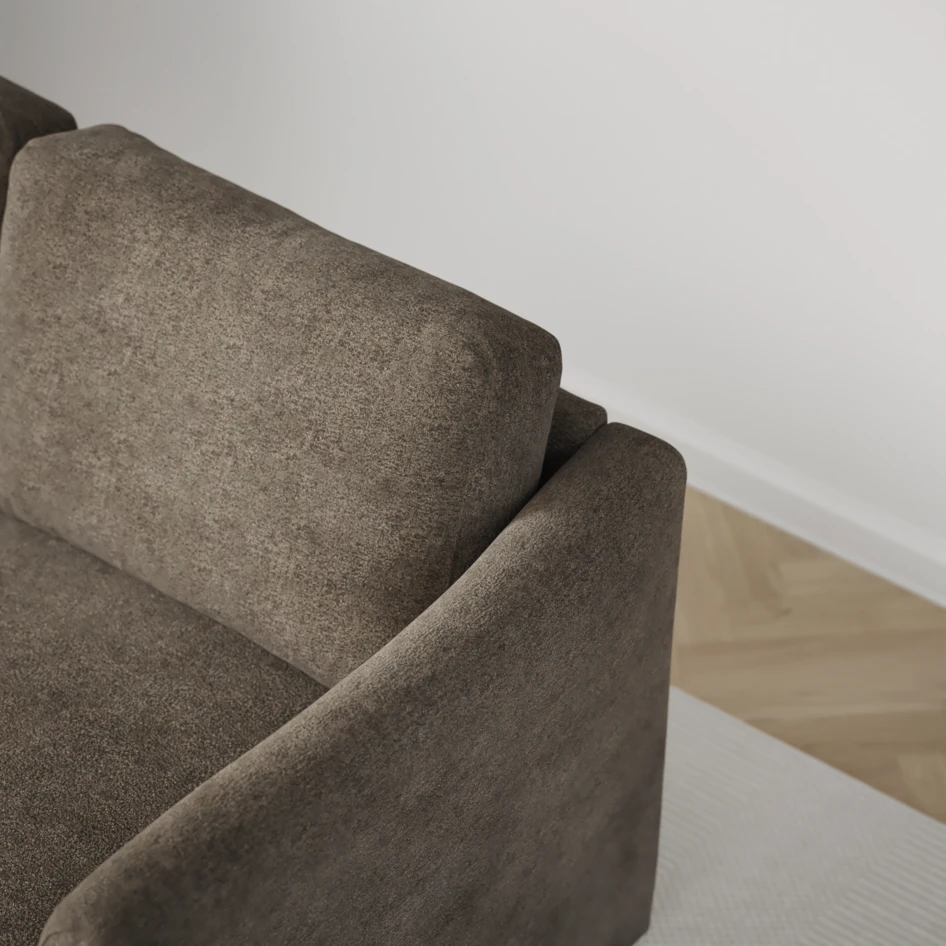 Öland - Bäddsoffa med schäslong vänster och divan höger - Brun