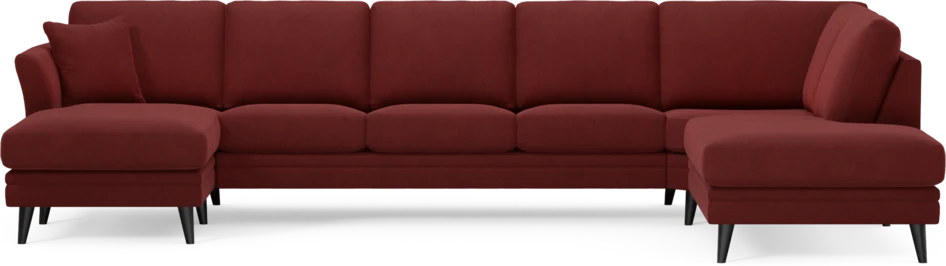Eden - 3-sits soffa med schäslong vänster och divan höger - Röd