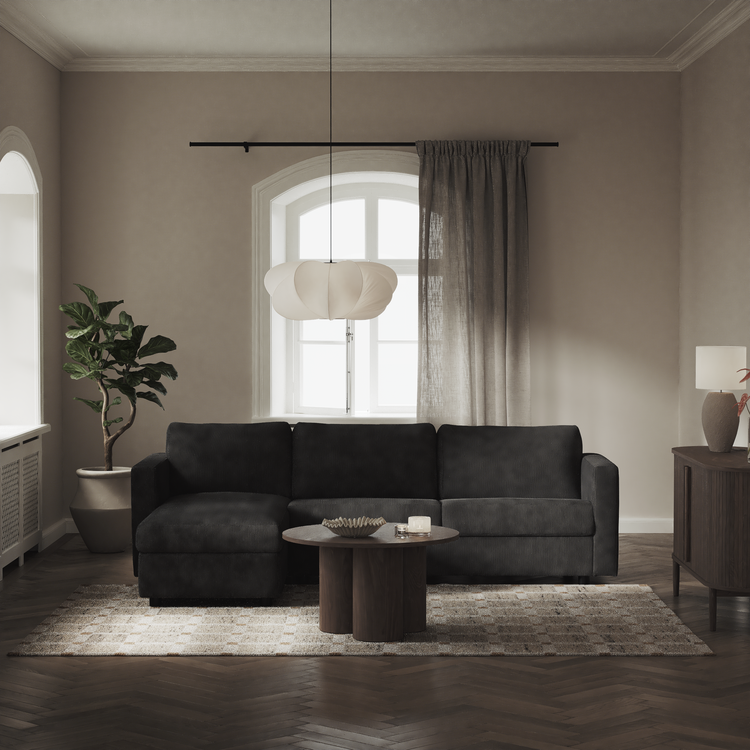 Lindö - Bäddsoffa 2,5-sits med schäslong, vändbar - inspiration