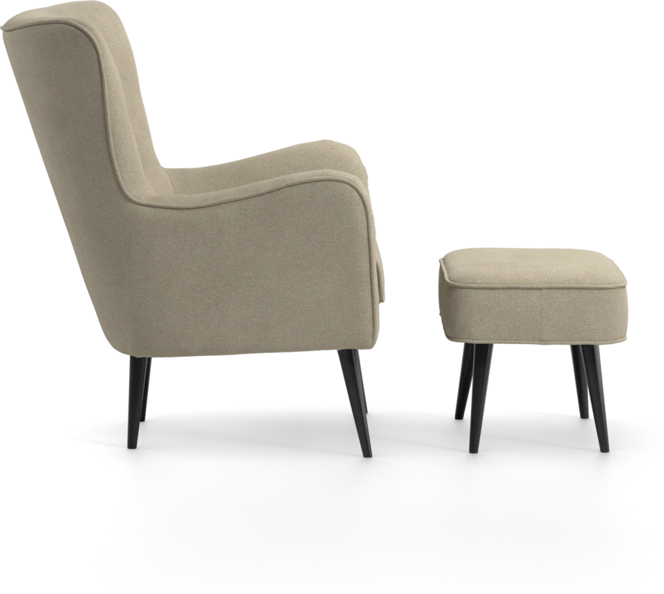 Cordelia - Fåtölj med fotpall - Beige