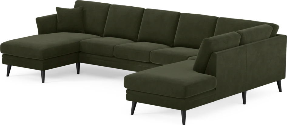 Eden - 3-sits soffa med schäslong vänster och divan höger - Grön