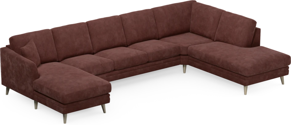 Eden - 3-sits soffa med schäslong vänster och divan höger - Röd