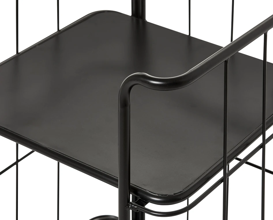 Odette - Rullvagn med 3 hyllplan, 44x37x92 cm - Svart