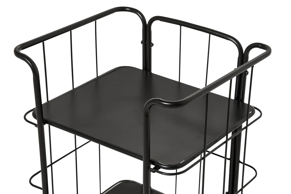 Odette - Rullvagn med 3 hyllplan, 44x37x92 cm - Svart