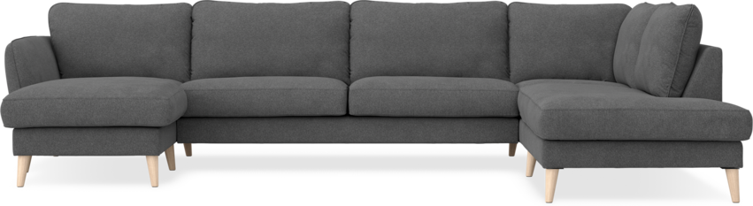 Bridge - 3-sits soffa med schäslong vänster och divan höger - Svart