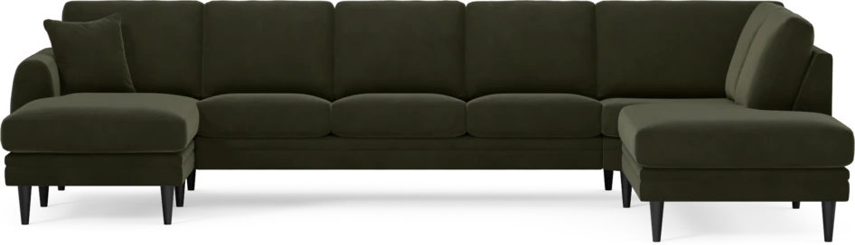 Eden - 3-sits soffa med schäslong vänster och divan höger - Grön