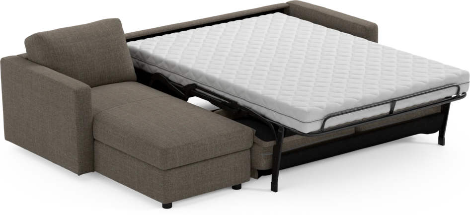 Lindö - Bäddsoffa 2,5-sits med schäslong, vändbar - Brun