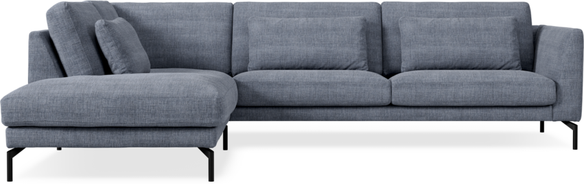 Willow - 3-sits soffa med divan vänster, fast klädsel - Blå