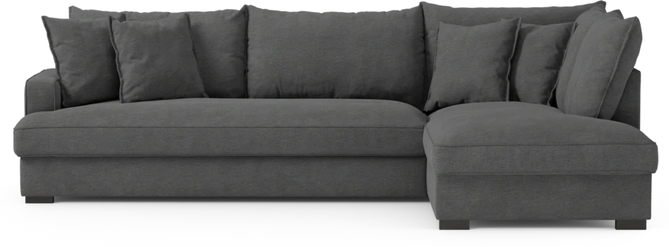 Mila - 3-sits soffa med divan höger, hel dyna - Grå