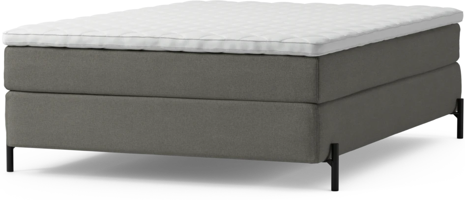 Delux Sense - Kontinentalsäng, enkelsäng 140 cm med bäddmadrass och sängben - Grå