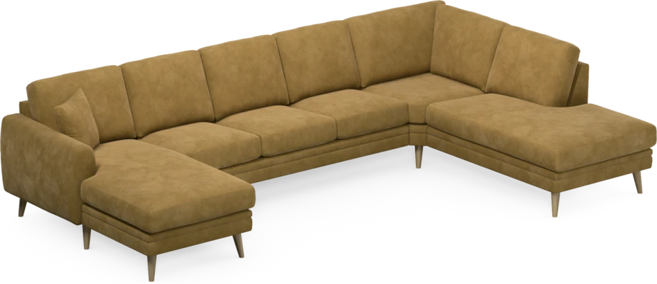 Eden - 3-sits soffa med schäslong vänster och divan höger - Gul