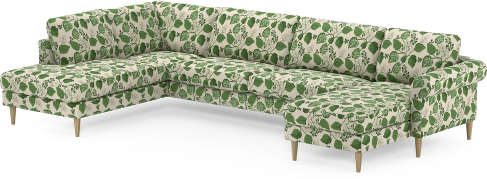 Bridge - 3-sits soffa med divan vänster och schäslong höger - Grön