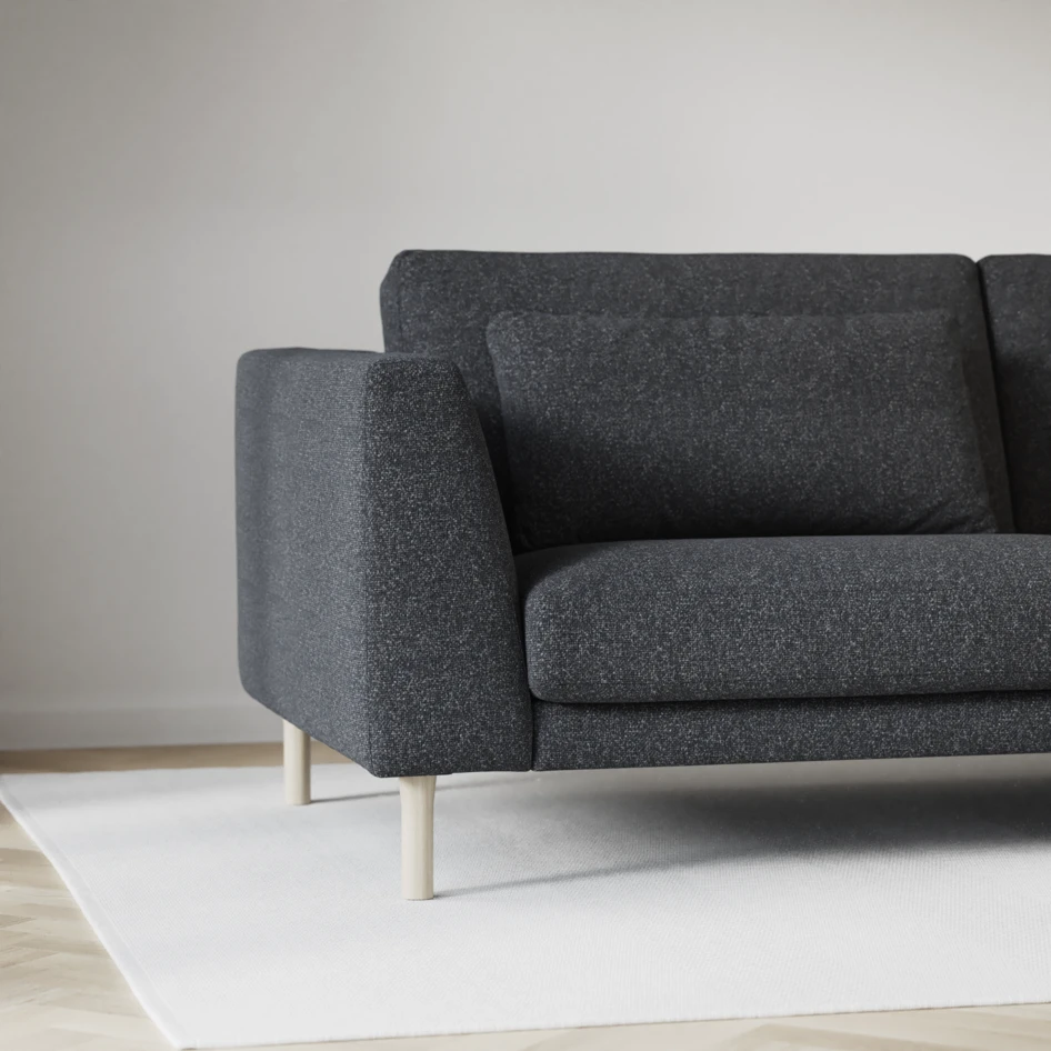 Willow - 3-sits soffa med divan vänster, fast klädsel - Grå