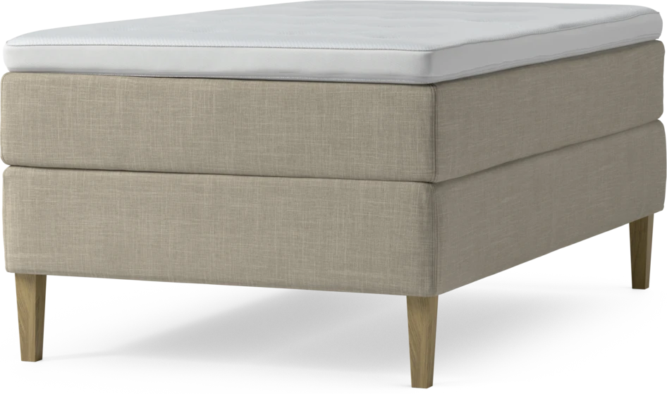 Delux Exclusive - Kontinentalsäng, enkelsäng 120 cm med bäddmadrass och sängben - Beige