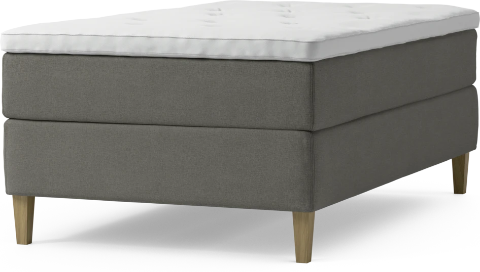 Delux Exclusive - Kontinentalsäng, enkelsäng 120 cm med bäddmadrass och sängben - Grå