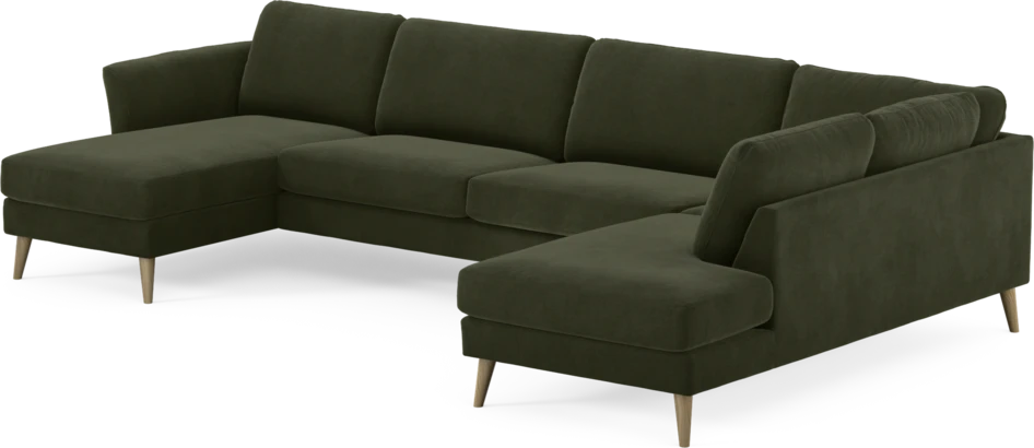 Bridge - 3-sits soffa med schäslong vänster och divan höger - Grön