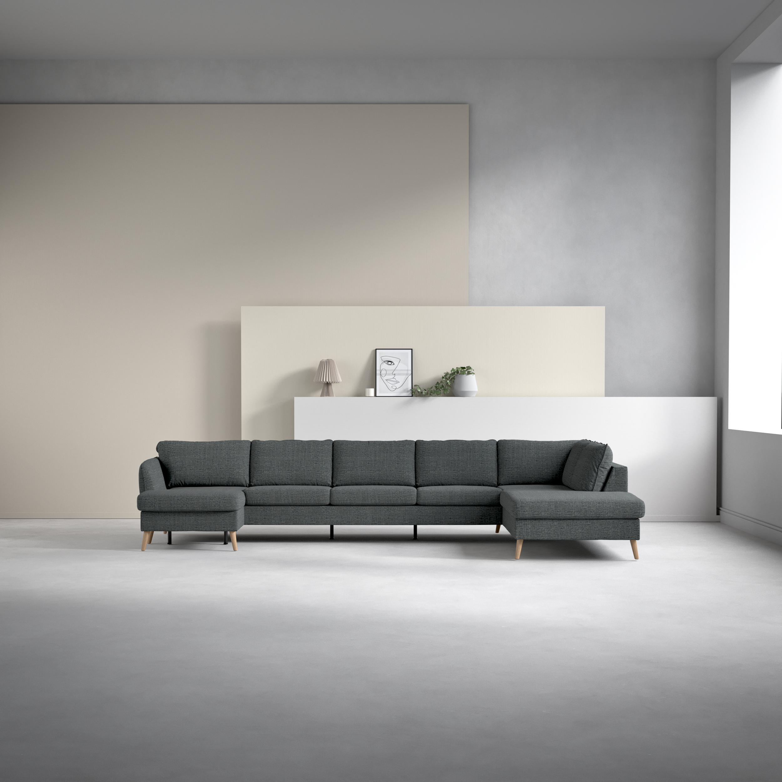 County, 4-sits soffa med schäslong vänster och divan höger