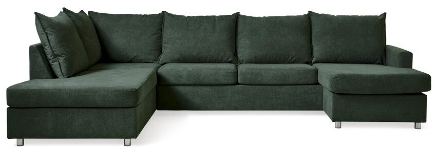 Dallas - 3-sits soffa med divan vänster och schäslong höger - Grön