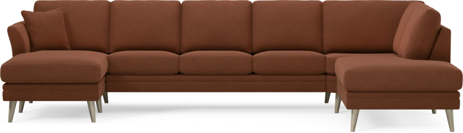 Eden - 3-sits soffa med schäslong vänster och divan höger - Orange