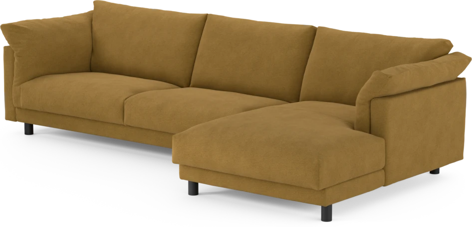 Cherrie - 3-sits soffa med schäslong höger, fast klädsel - Orange