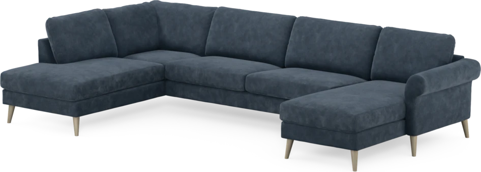 Bridge - 3-sits soffa med divan vänster och schäslong höger - Blå