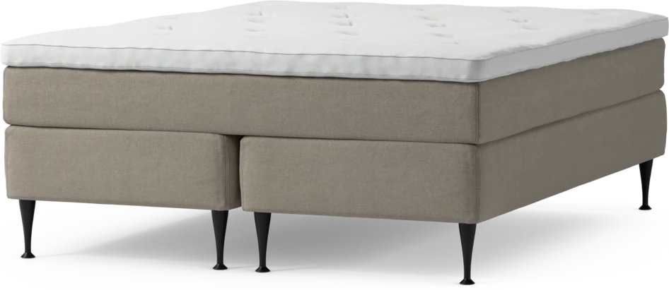 Delux Sense - Kontinentalsäng, dubbelsäng med bäddmadrass och sängben - Beige